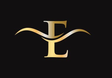 E harfi amblemi su dalgası konsepti ile tasarlandı. E harfi logo tasarımı. E logo tasarım vektörü