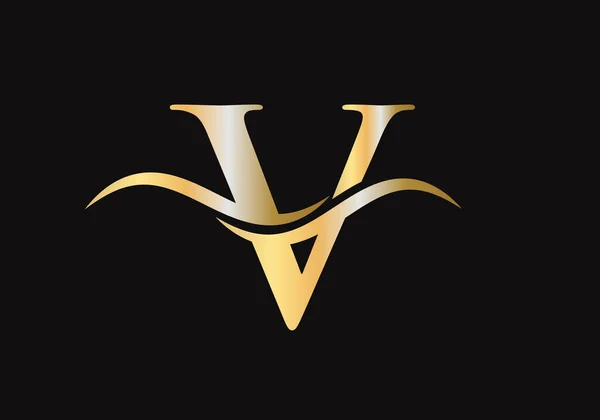 豪华品牌的V标志 雅致时尚的V标志设计为您的公司 V字母标识设计 — 图库矢量图片