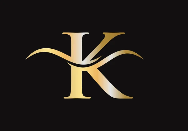 带有水波概念的高级字母K标志设计 K字母标志设计 K标志设计向量模板 — 图库矢量图片