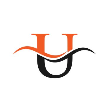 Su dalgası konseptli U Logosu Tasarımı. Modern lüks markalı U harfi logo tasarımı