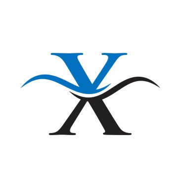 İş ve şirket kimliği için Swoosh Mektup X Logo Tasarımı. Lüks konseptli Su Dalgası X Logosu