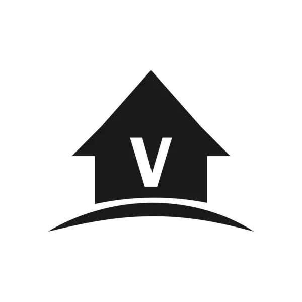 Carta Plantilla Logotipo Bienes Raíces Inicio Logotipo Letra Diseño Inmobiliario — Vector de stock