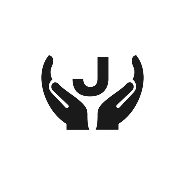 Letter Giving Hand Logo Design Hand Logo Design Letter Vector — Stock Vector