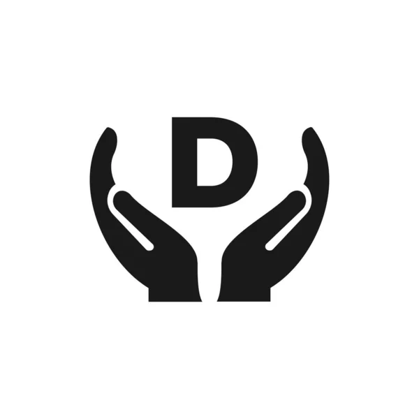 Lettera Dando Mano Logo Design Design Del Logo Mano Sul — Vettoriale Stock