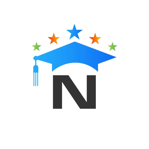 Γράμμα Education Logo Αρχική Ιδέα Καπάκι Αποφοίτησης Πρότυπο Σχεδιασμού Λογοτύπου — Διανυσματικό Αρχείο