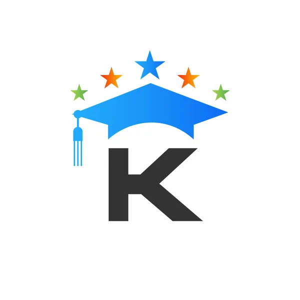Γράμμα Education Logo Αρχική Ιδέα Καπάκι Αποφοίτησης Πρότυπο Σχεδίασης Λογοτύπου — Διανυσματικό Αρχείο