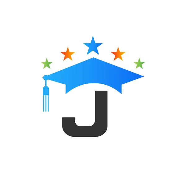 Buchstabe Education Logo Initial Graduation Cap Konzept Bildung Logo Design — Stockvektor