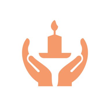 El mumu logosu tasarımı. El konsepti vektörlü mum logosu. El ve Mum logosu tasarımı