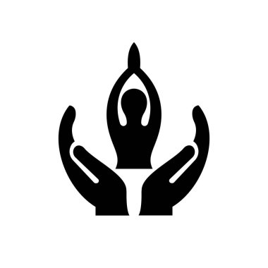 Yoga El logosu tasarımı. El konsepti vektörlü yoga logosu. El ve Yoga logosu tasarımı