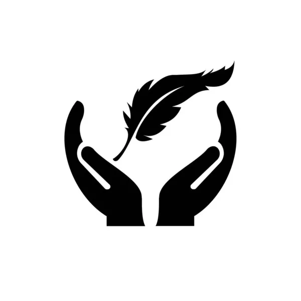 Conception Logo Plume Main Logo Plume Avec Vecteur Concept Hand — Image vectorielle