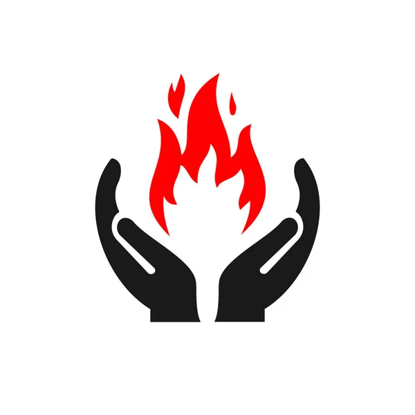 Σχεδιασμός Λογότυπου Hand Fire Λογότυπο Πυρκαγιάς Διάνυσμα Έννοιας Χεριών Σχεδιασμός — Διανυσματικό Αρχείο