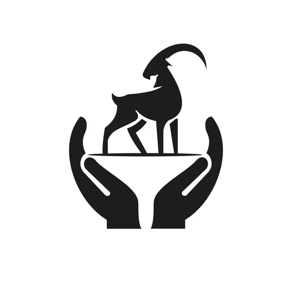 Σχεδιασμός Λογότυπου Κατσίκας Χειρός Λογότυπο Ελαφιού Διάνυσμα Αντίληψης Χεριού Σχεδιασμός — Διανυσματικό Αρχείο