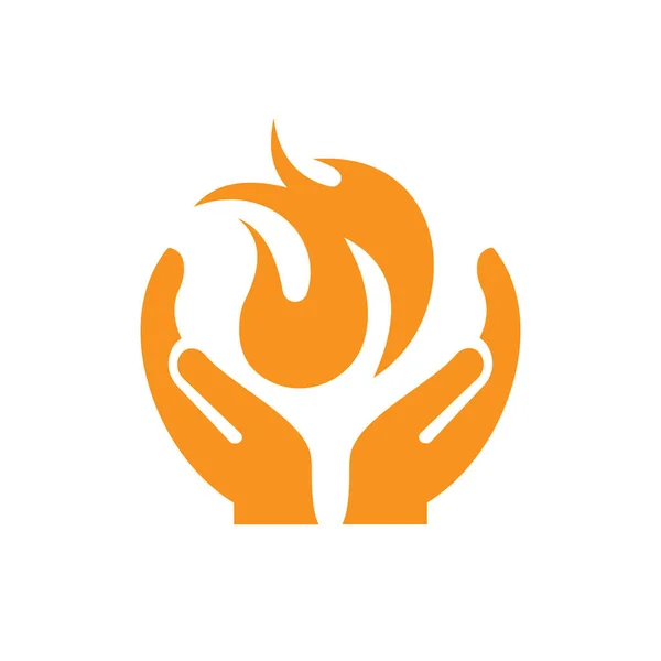 Design Del Logo Hand Fire Logo Fire Con Vettore Hand — Vettoriale Stock