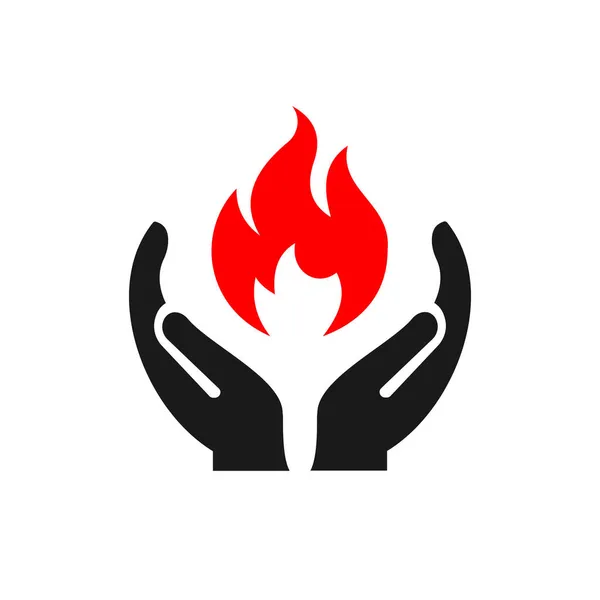 Design Del Logo Hand Fire Logo Fire Con Vettore Hand — Vettoriale Stock