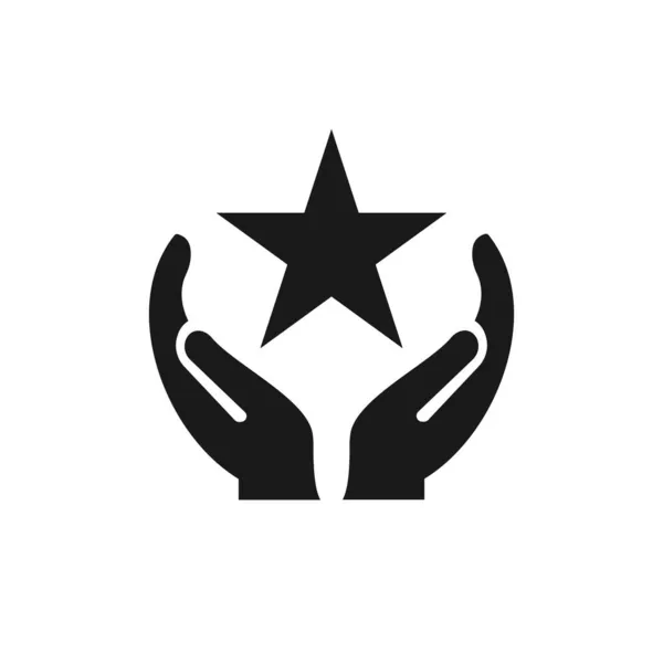 Design Logo Hand Star Logo Del Premio Con Vettore Concetto — Vettoriale Stock