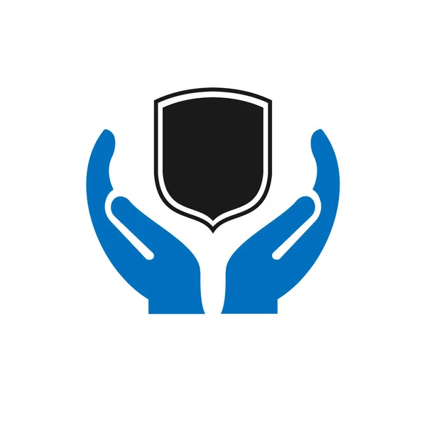 手盾标志设计 带有Hand概念向量的盾牌标志 手盾标志设计 — 图库矢量图片