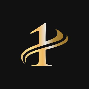 1 Harf Logosu Konsepti. İlk 1 Logo Tasarımı Altın Monogram Şirket Adı, Etiketi, Amblem, Yazdırma, Tekstil, Kaplıca, Güzellik, Moda