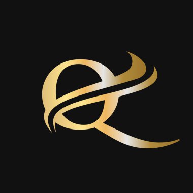 Q Harfi Logosu Konsepti. Q Logosu Tasarımı Altın Monogram Şirket Adı, Etiketi, Amblem, Yazdırma, Tekstil, Kaplıca, Güzellik, Moda