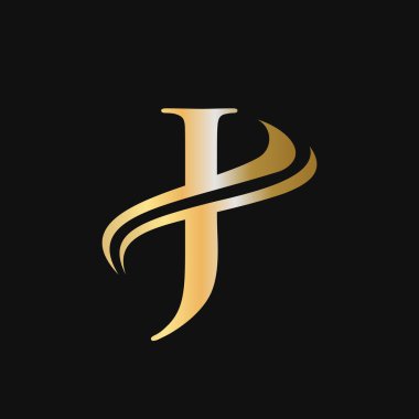 J Harfi Logosu Konsepti. J Logosu Tasarımı Altın Monogram Şirket Adı, Etiketi, Amblem, Yazdırma, Tekstil, Kaplıca, Güzellik, Moda