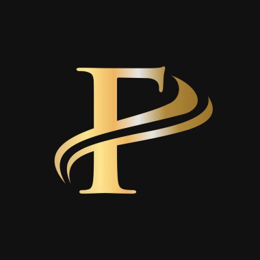 F Harfi Logosu Konsepti. F Logosu Tasarımı Altın Monogram Şirket Adı, Etiketi, Amblem, Yazdırma, Tekstil, Kaplıca, Güzellik, Moda