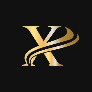 X Harfi Logosu Konsepti. X Logosu Tasarımı Altın Monogram Şirket Adı, Etiketi, Amblem, Yazdırma, Tekstil, Kaplıca, Güzellik, Moda