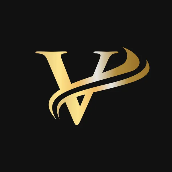 Carta Logo Conceito Luxo Carta Monograma Ouro Projeto Inicial Logotipo — Vetor de Stock