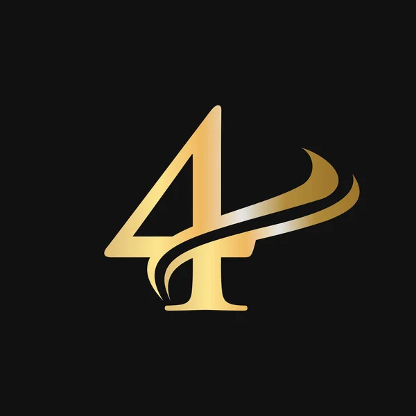 4文字のロゴ高級コンセプト 初期4ロゴデザイン会社名 ラベル エンブレム プリント テキスタイル 美しさ ファッションのための黄金のモノグラムの手紙 — ストックベクタ