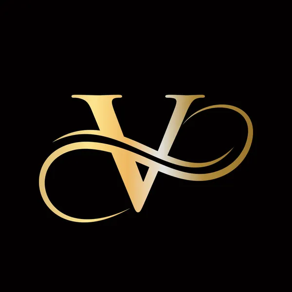 Brev Initial Lyxig Logotyp Mall Logotypen Golden Concept Brev Logotyp — Stock vektor