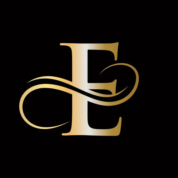 List Początkowy Luksusowy Szablon Logo Złota Koncepcja Logo Logo Literowe — Wektor stockowy