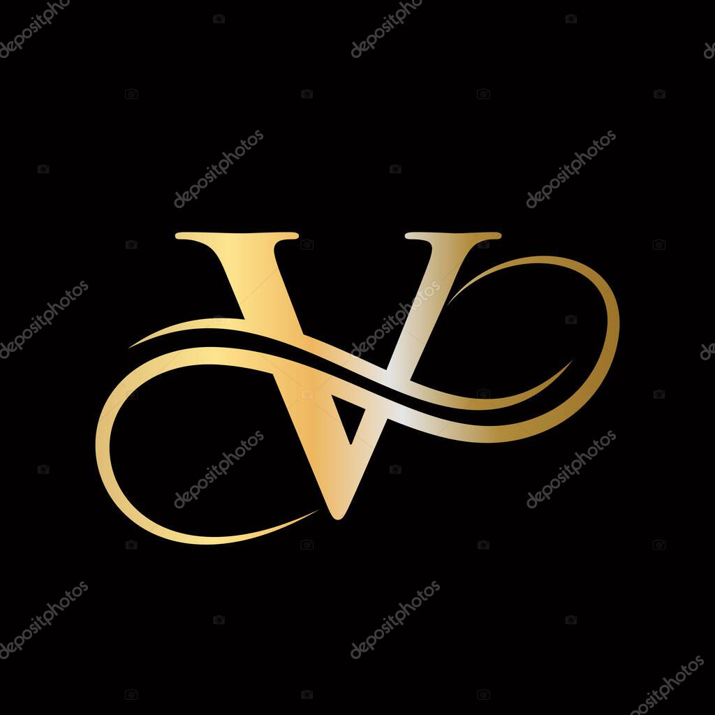 V Letter Initial Luxurious Logo Template. V Logo Golden Concept. V Letter Logo with Golden Luxury Color and Monogram Design