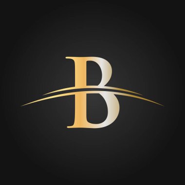B Logosu Tasarım Şablonu. İlk harf B logotype şirketi. Renkli altın desenli tasarım. İş ve şirket kimliği için Modern B Logosu Tasarımı
