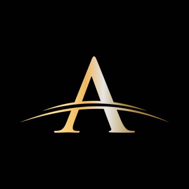 İlk harf A logotype şirketi. Renkli altın desenli tasarım. Bir Harf Başlangıç Lüks Logo Şablonu.