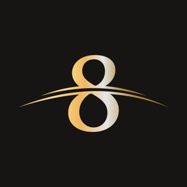 İlk harf 8 logotype şirket adı iş ve şirket kimliği için altın rengi desenli tasarım. 8 Logo Tasarımı Lüks Şablon