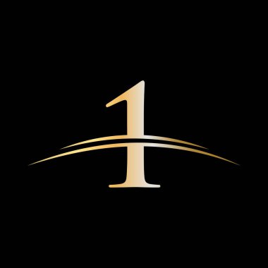 İlk harf 1 logotype şirket adı iş ve şirket kimliği için altın rengi desenli tasarım. 1 Logo Tasarımı Lüks Şablonu