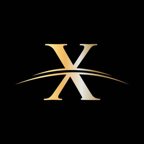 Xロゴデザイン高級テンプレート 初期の文字Xロゴタイプの会社名は金の綿毛のデザインを着色した ビジネスと会社のアイデンティティのためのモダンなXロゴデザイン — ストックベクタ
