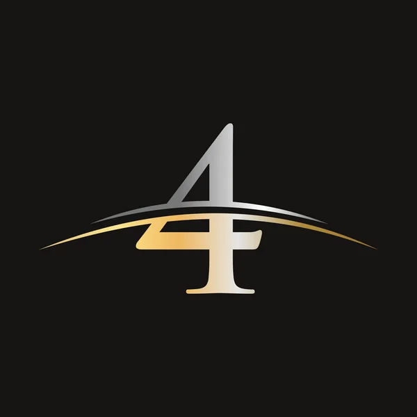Initiële Brief Logotype Bedrijfsnaam Gekleurd Goud Swoosh Ontwerp Voor Zakelijke — Stockvector