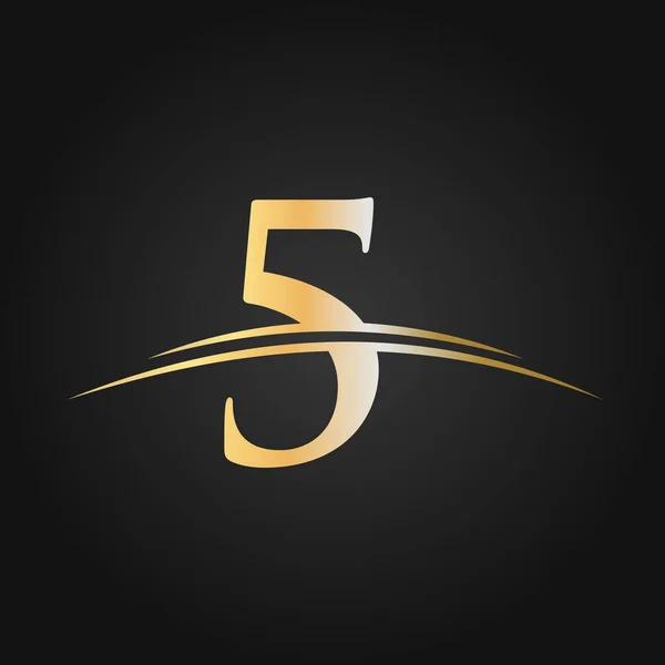 Первоначальная Буква Логотип Компании Название Цветной Золотой Swoosh Дизайн Бизнеса — стоковый вектор