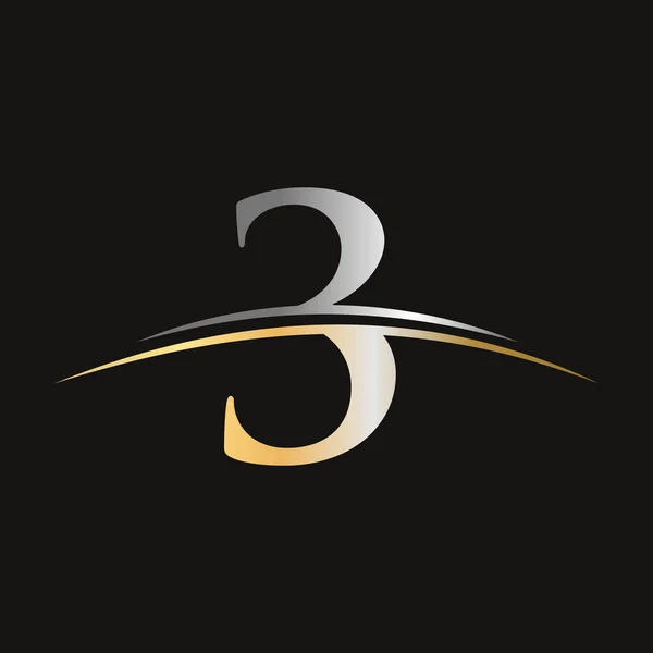 Initiële Brief Logotype Bedrijfsnaam Gekleurd Goud Swoosh Ontwerp Voor Zakelijke — Stockvector