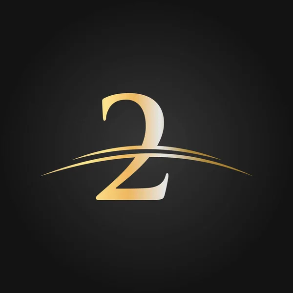 Początkowe Pismo Logotyp Nazwa Firmy Kolorowe Złoto Swoosh Projekt Dla — Wektor stockowy