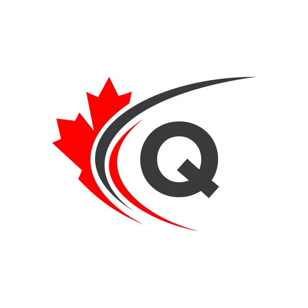 Maple Leaf Letter Logo Design Template 약자이다 Canadian Business Logo — 스톡 벡터