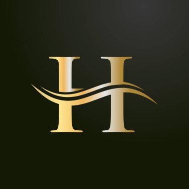 H harfi logo tasarımı ve su dalgası konsepti. Modern modayla H harfi logo tasarımı. H logo tasarım vektörü