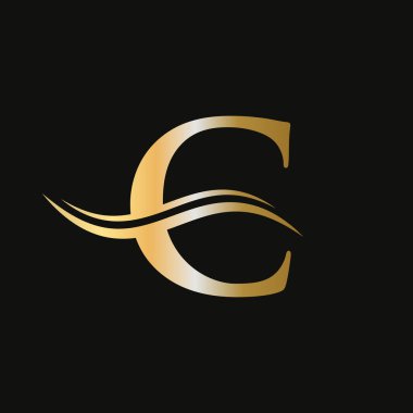 C harfi logo tasarımı ve su dalgası konsepti. Modern modaya uygun C harfi logo tasarımı. C logo tasarım vektörü