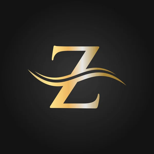 Logotype Company Name Colored Gold Swoosh Design Modern Logo Design — Stock Vector