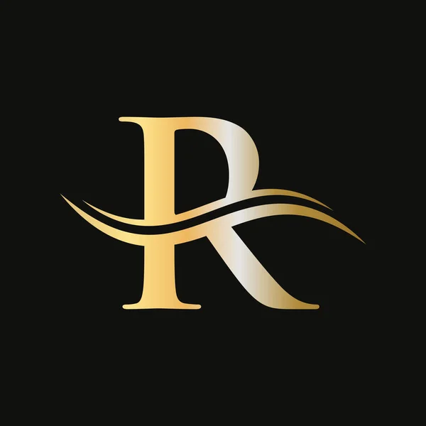 Logo Golden Concept Lettera Logo Con Golden Luxury Color Monogram — Vettoriale Stock