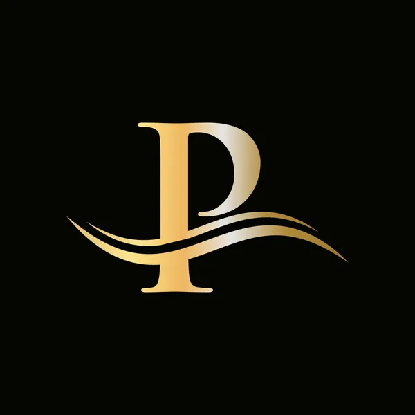 Logo Golden Concept Letter Logo Golden Luxury Color Monogram Design — Stock Vector