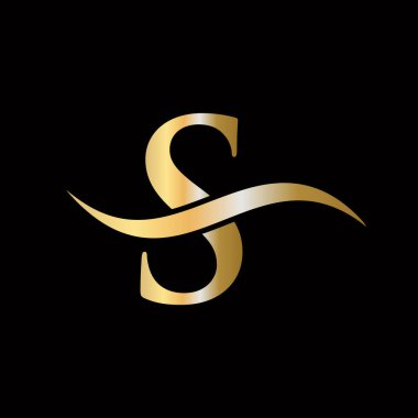 S Harfi İlk Lüks Logo Şablonu. Premium S Logosu Altın Kavram. S Harfi Logosu Altın Lüks Renk ve Monogram Tasarımı
