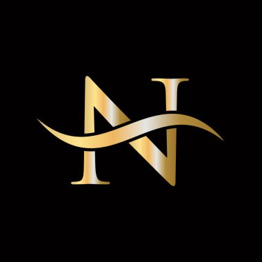 N Harfi Logo Tasarımı. İlk Soyut N Logotype Vektör Şablonu. Harf N Logo Tasarım Şablon Elemanı
