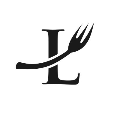 L harfi üzerinde restoran logosu şablonu L harfi restoran logosu tasarımı
