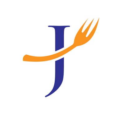 Restoran Logosu Şablonu J harfinde. Mektup J Restoran Logo İmza Tasarımı