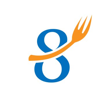 Logo Logo Şablonu 8. Mektup 'ta. Mektup 8 Restoran Logo İmza Tasarımı